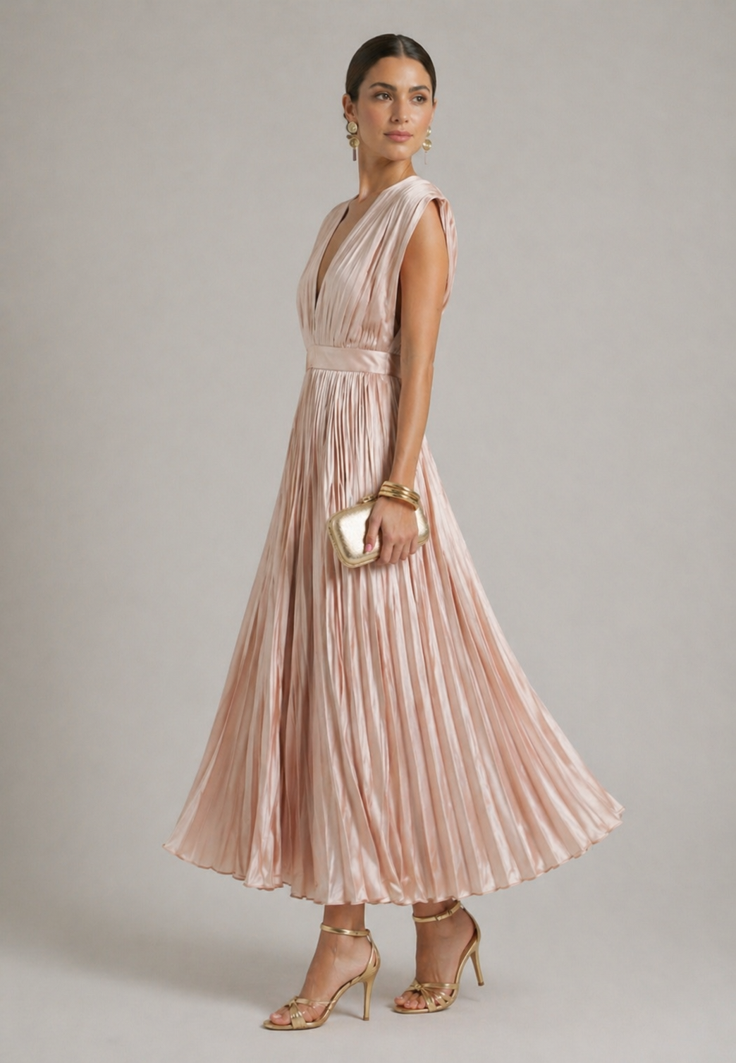 EDITH | TIMELESS PLEATED MIDI DRESS FOR WOMEN