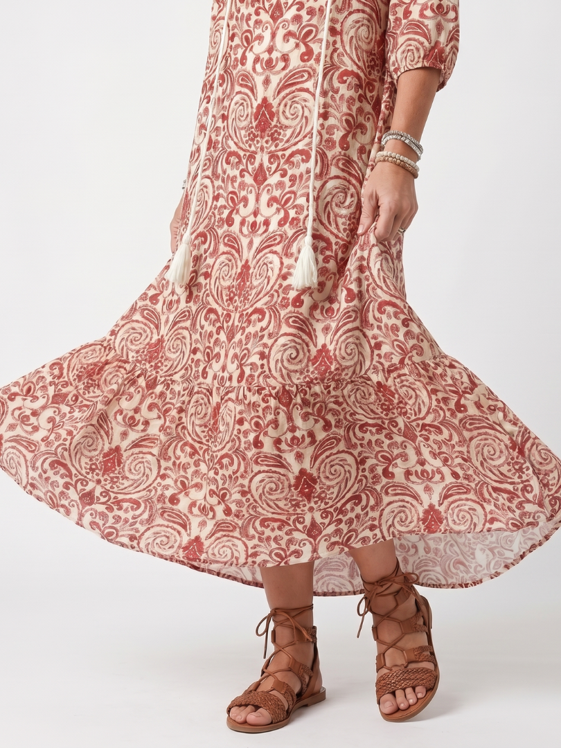 NOELLE | ORNATE PRINT MIDI DRESS FOR WOMEN