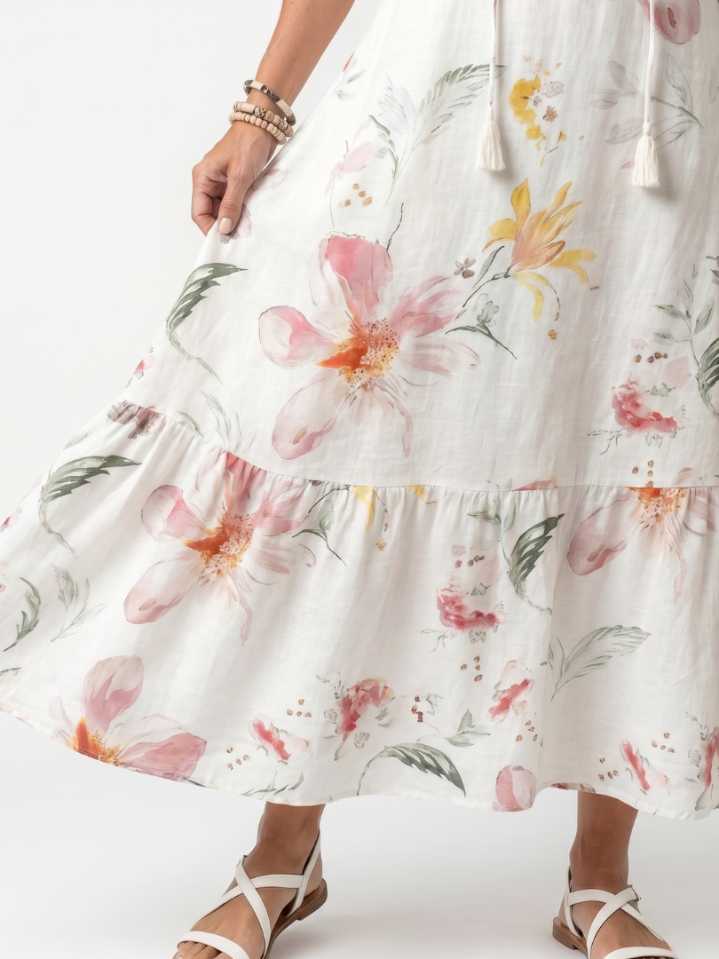 NOA | FLORAL TIERED MIDI DRESS FOR WOMEN