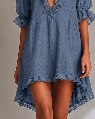 ELODIE | LACE-TRIM V-NECK MINI DRESS FOR WOMEN