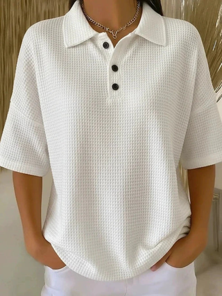 JULIETTE | WAFFLE POLO BLOUSE FOR WOMEN