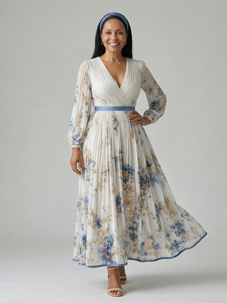 RIELLE | PLEATED WRAP MIDI DRESS FOR WOMEN