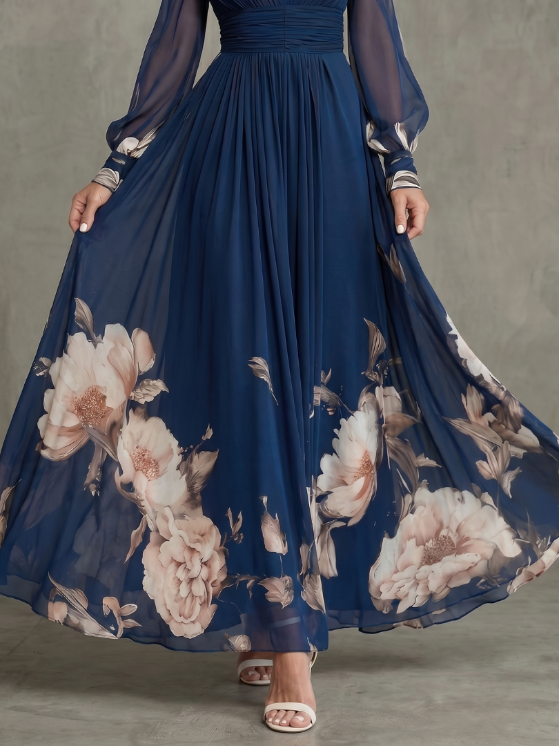 ZIVA | PLEATED SHEER MAXI DRESS FOR WOMEN