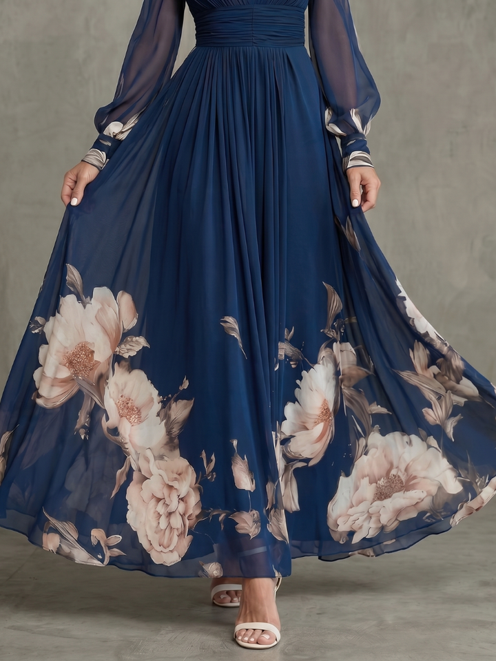 ZIVA | PLEATED SHEER MAXI DRESS FOR WOMEN
