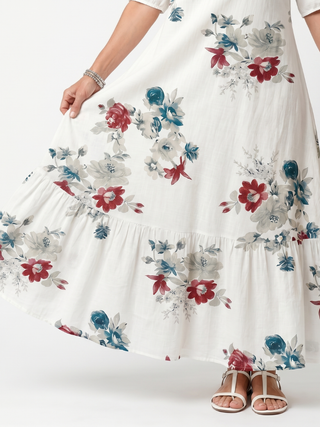 MAEVA | SCATTERED FLORAL MIDI DRESS FOR WOMEN