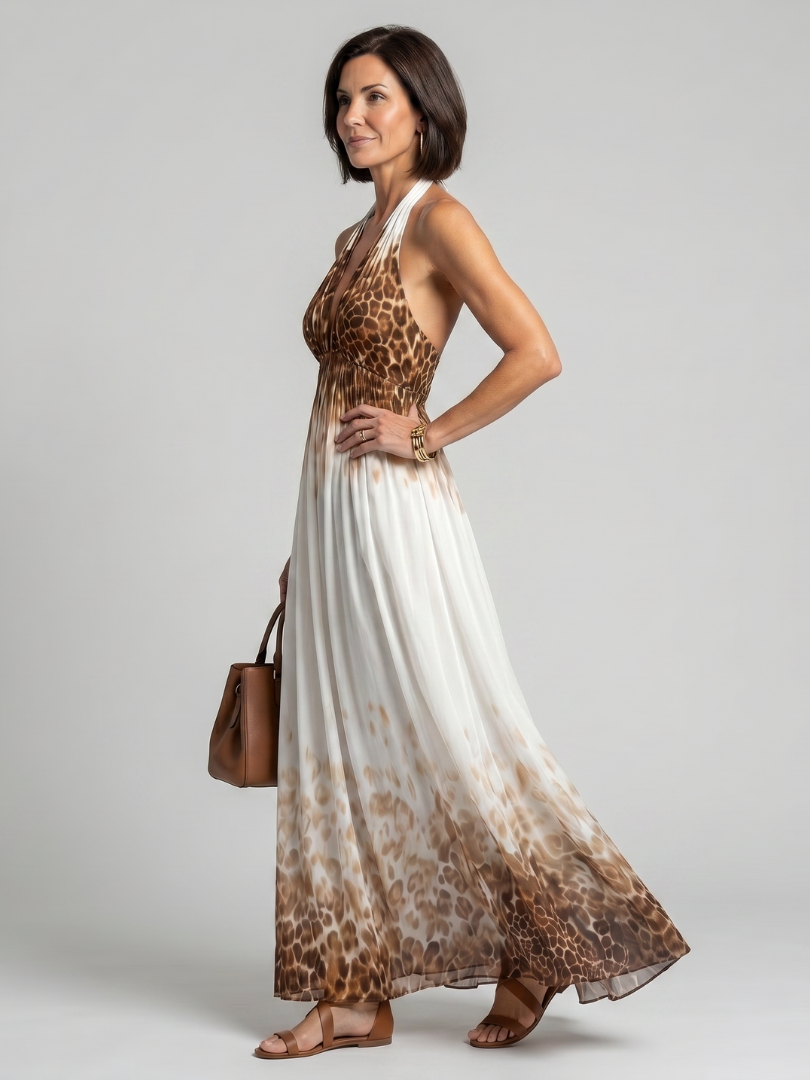 ORLUNE | PLEATED WHITE MIDI DRESS FOR WOMEN