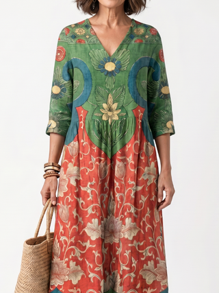 SLOANE | MIXED NECK MIDI DRESS FOR WOMEN