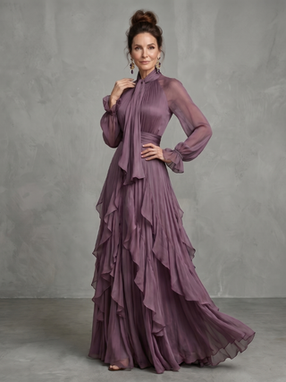 DEMETRIA | TIE NECK MAXI DRESS FOR WOMEN