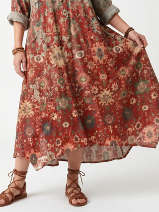 SAFFRON | MIXED PATTERN MIDI DRESS FOR WOMEN
