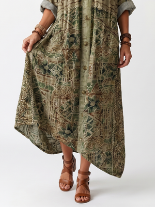 ALETA | BUTTON FRONT MIDI DRESS FOR WOMEN