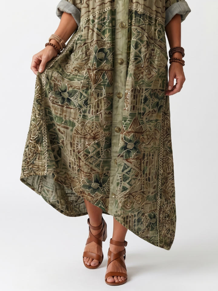ALETA | BUTTON FRONT MIDI DRESS FOR WOMEN