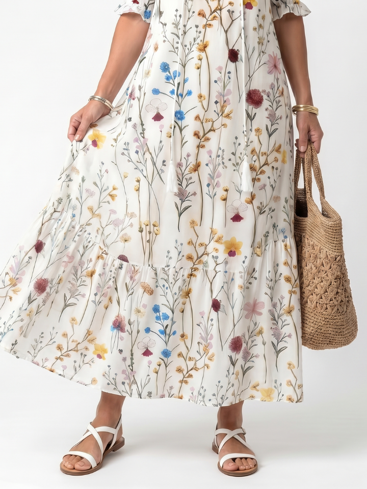 SYLVIE | BOTANICAL PRINT MIDI DRESS FOR WOMEN