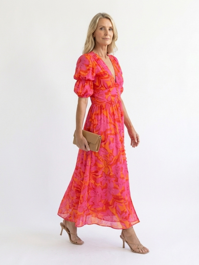 WILLOW | FLORAL NECK SLEEVE DRESS FOR WOMEN