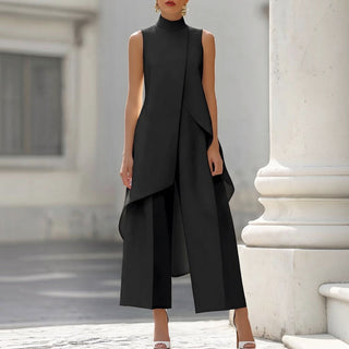 VALENTINA | HIGH-NECK DRAPED JUMPSUIT FOR WOMEN