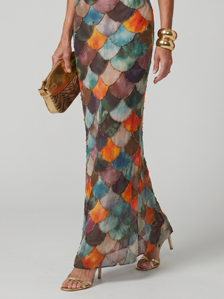 LARKIN | FITTED MULTICOLOR MAXI DRESS FOR WOMEN