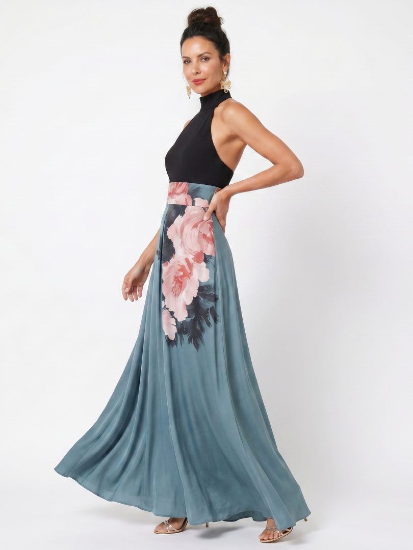 OLYMPAS | HALTER BODICE MAXI DRESS FOR WOMEN