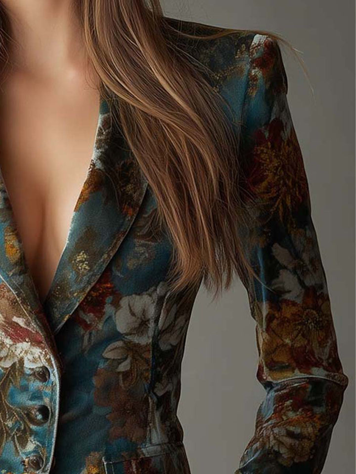 ODETTE | VINTAGE VELVET FLORAL BLAZER FOR WOMEN