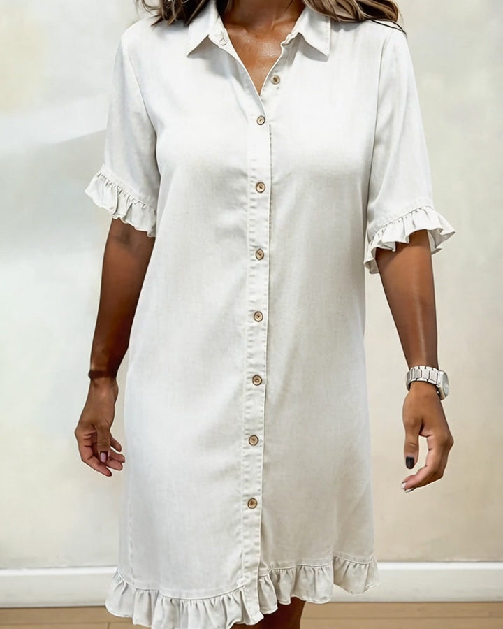 NANNA | RUFFLE SLEEVE DENIM DRESS FOR WOMEN