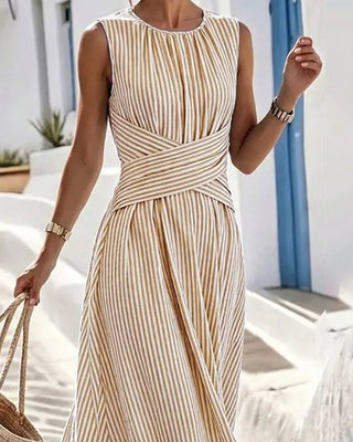 ELODIE | STRIPED TWIST-WAIST MAXI DRESS FOR WOMEN