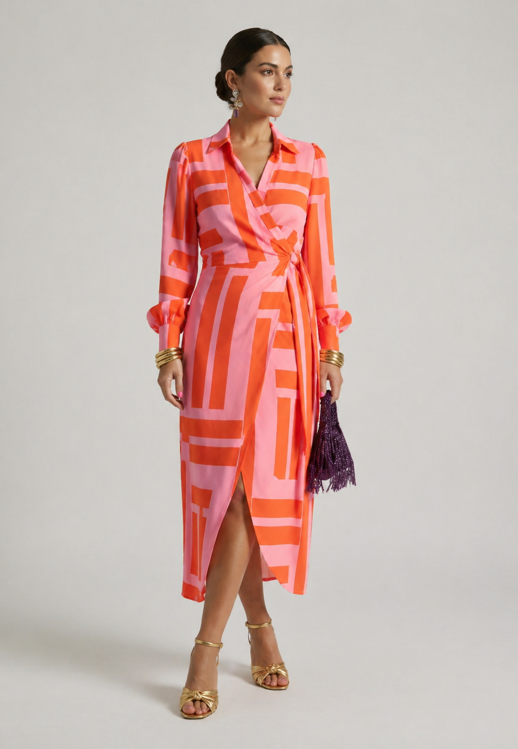 VIOLET | GRACE PRINTED WRAP DRESS FOR WOMEN