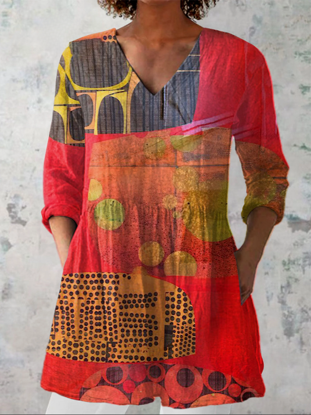 LUCIE | LONG V-NECK BLOUSE FOR WOMEN