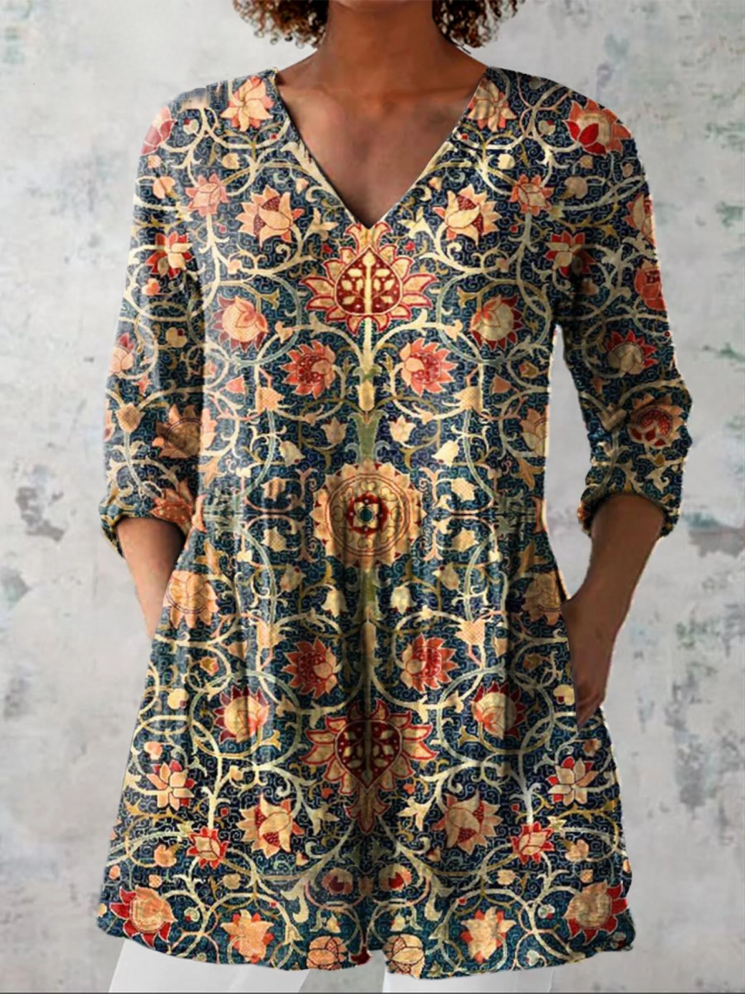 CELINE | LONG V-NECK BLOUSE FOR WOMEN