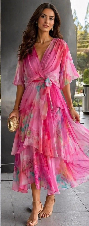 VIOLET | GRACE LAYERED FLORAL DRESS FOR WOMEN