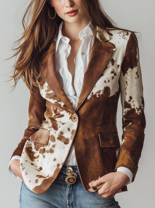 AGATHE | VINTAGE COW-PRINT ECO BLAZER FOR WOMEN