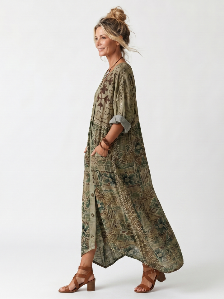 ALETA | BUTTON FRONT MIDI DRESS FOR WOMEN