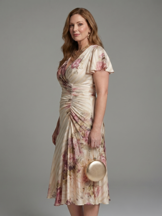 KATARINA | FLUTTER SLEEVE MIDI DRESS FOR WOMEN