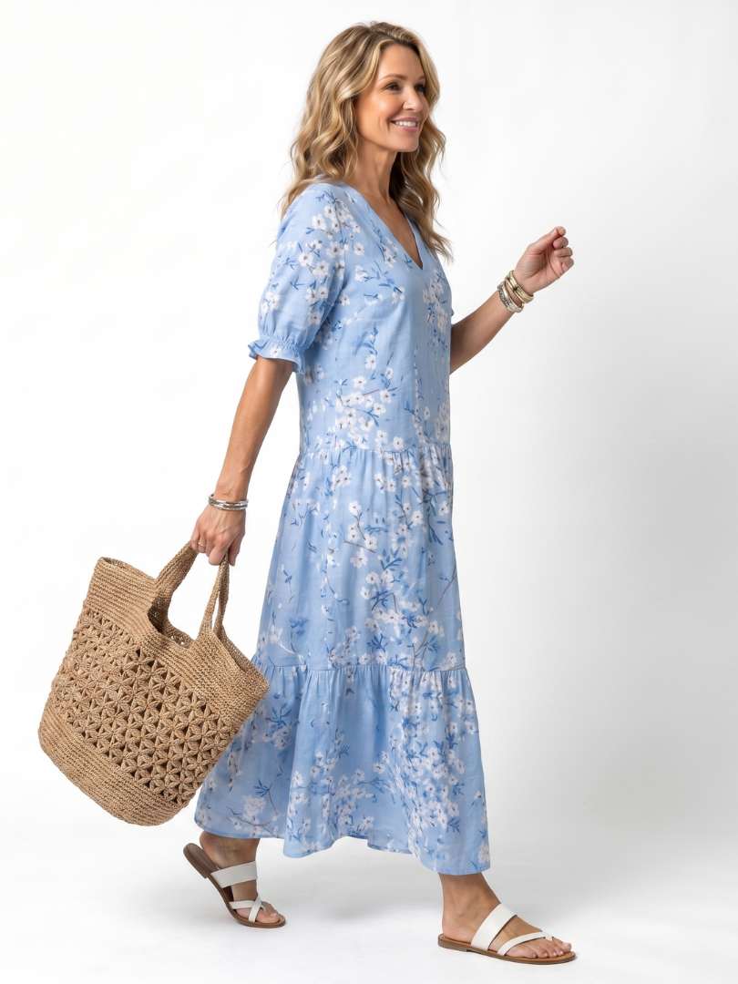 ALORA | FLORAL PRINT MIDI DRESS FOR WOMEN