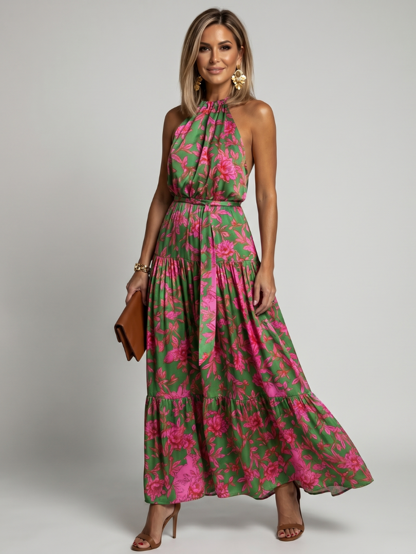 ROWEN | DRAPED HALTER MIDI DRESS FOR WOMEN