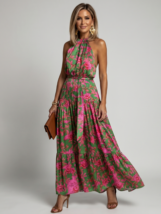 ROWEN | DRAPED HALTER MIDI DRESS FOR WOMEN