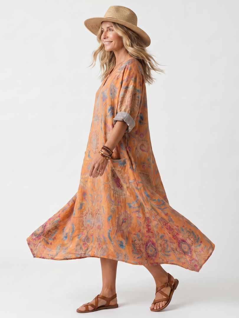 REMI | NOTCH NECK MIDI DRESS FOR WOMEN