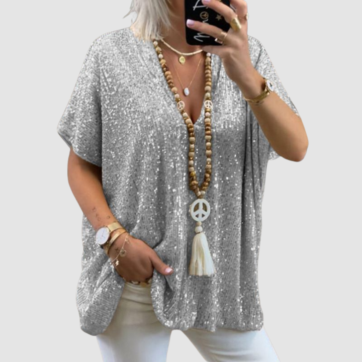 FRANCOISE | V-NECK SEQUIN TOP FOR WOMEN