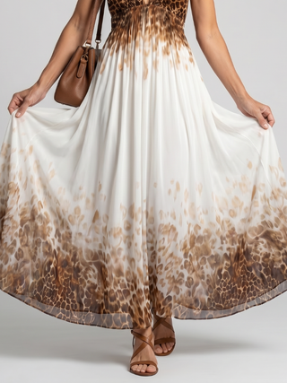 ORLUNE | PLEATED WHITE MIDI DRESS FOR WOMEN