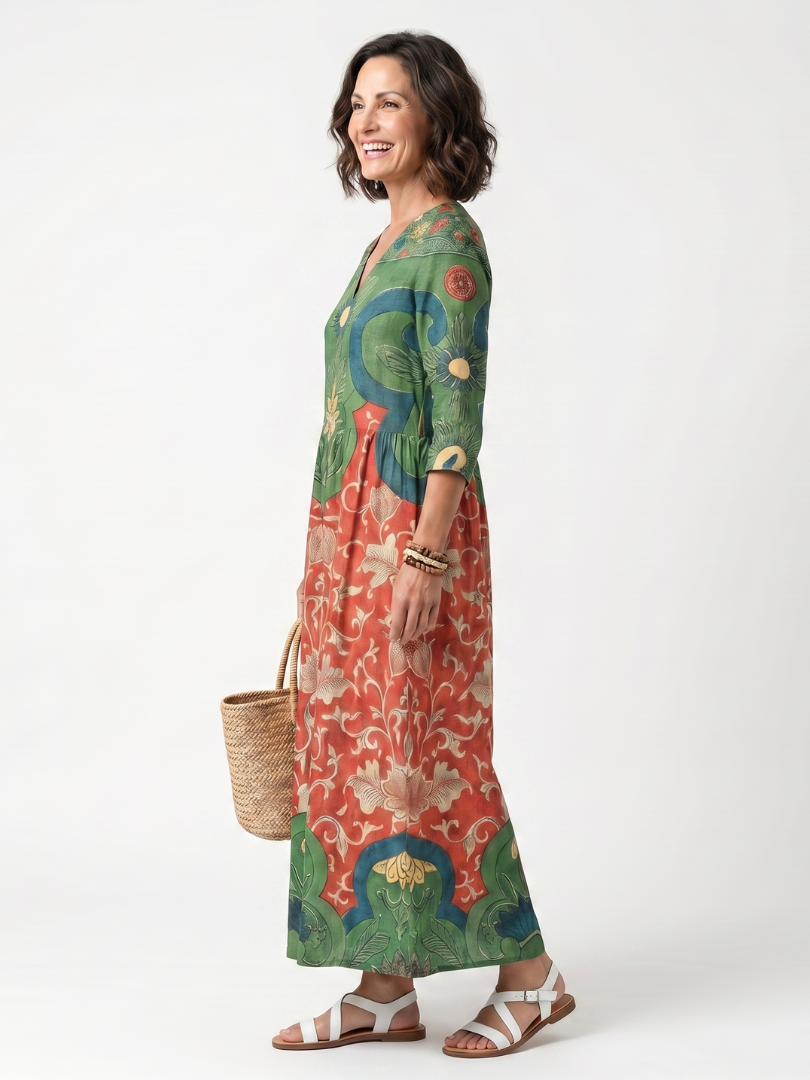 SLOANE | MIXED NECK MIDI DRESS FOR WOMEN