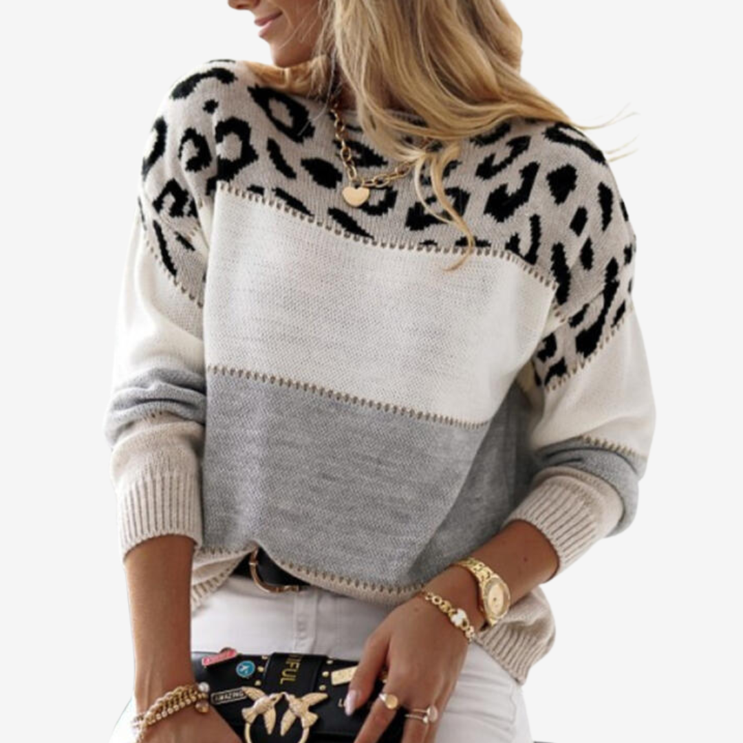YSOLDE | LEOPARD COLORBLOCK SWEATER FOR WOMEN
