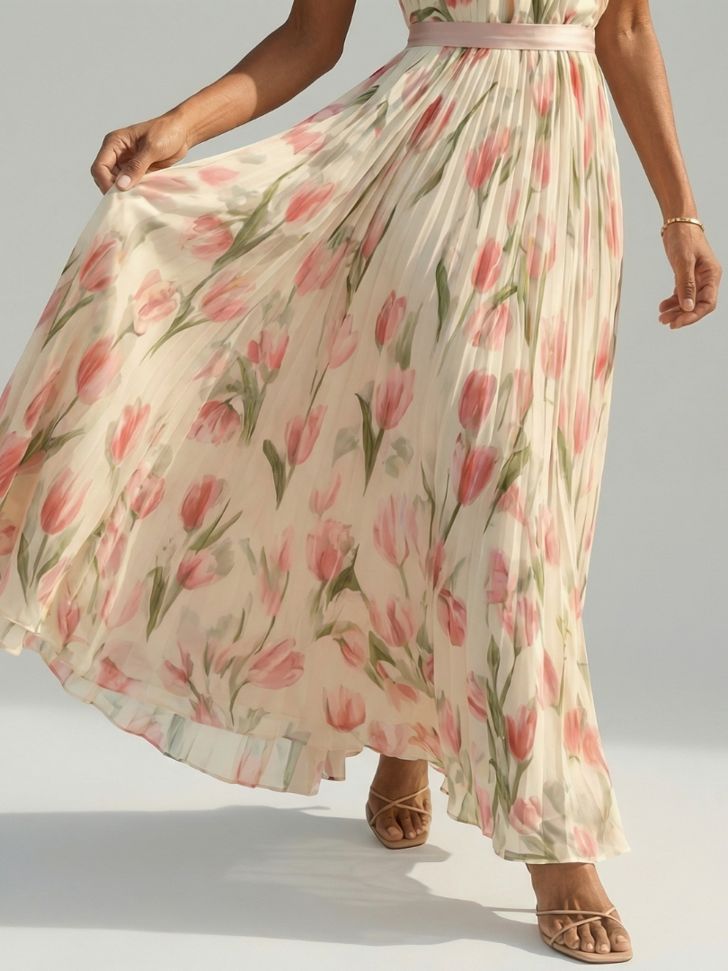 AURELLE | FLORAL HALTER MIDI DRESS FOR WOMEN
