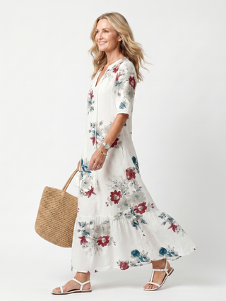 MAEVA | SCATTERED FLORAL MIDI DRESS FOR WOMEN