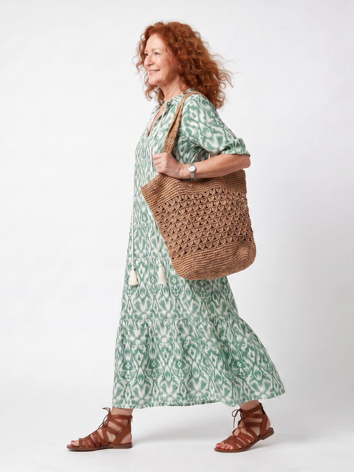 ILARA | PATTERN NECK MIDI DRESS FOR WOMEN