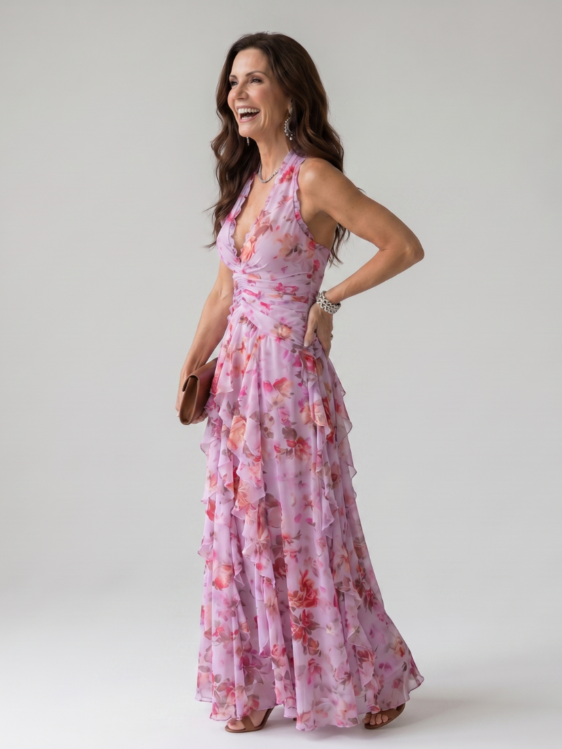NORI | HALTER NECK MAXI DRESS FOR WOMEN