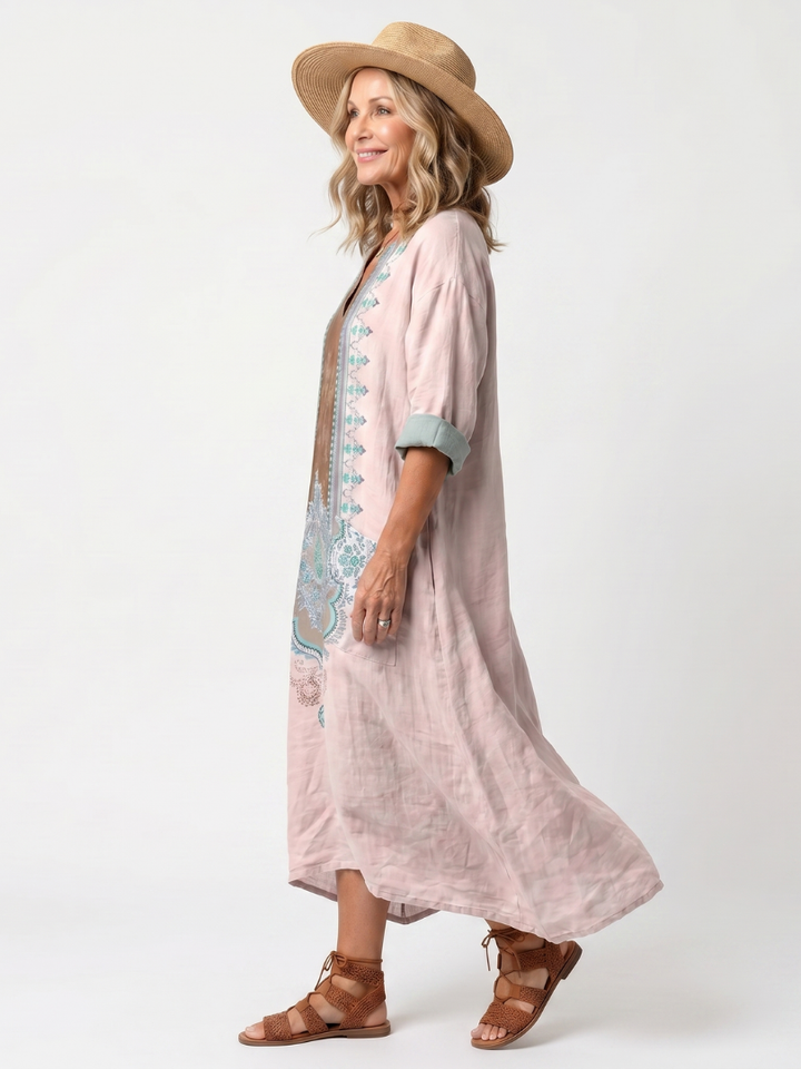 KENZA | PANEL RELAXED MIDI DRESS FOR WOMEN