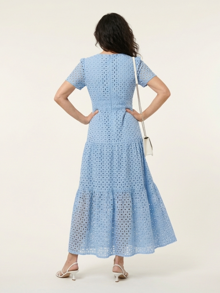 BRIELLE | NECK SLEEVE TIERED DRESS FOR WOMEN
