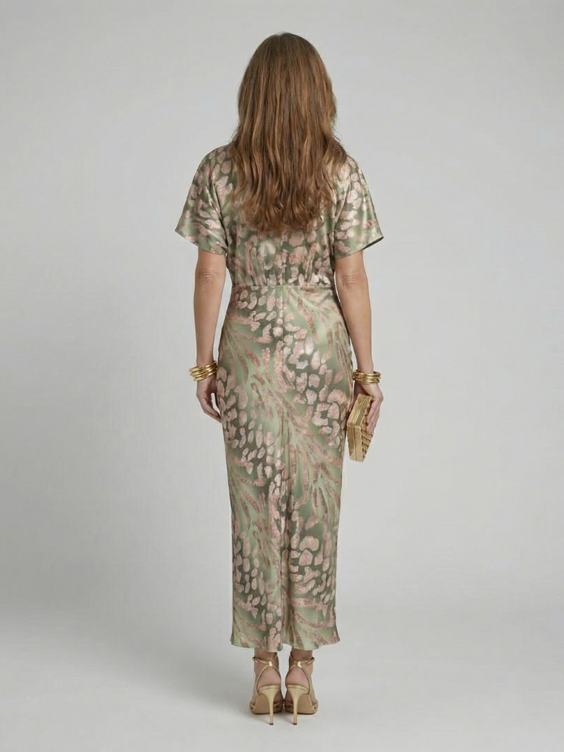 LORRAINE | ABSTRACT NECK MIDI DRESS FOR WOMEN