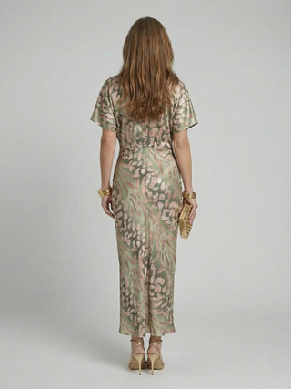 LORRAINE | ABSTRACT NECK MIDI DRESS FOR WOMEN