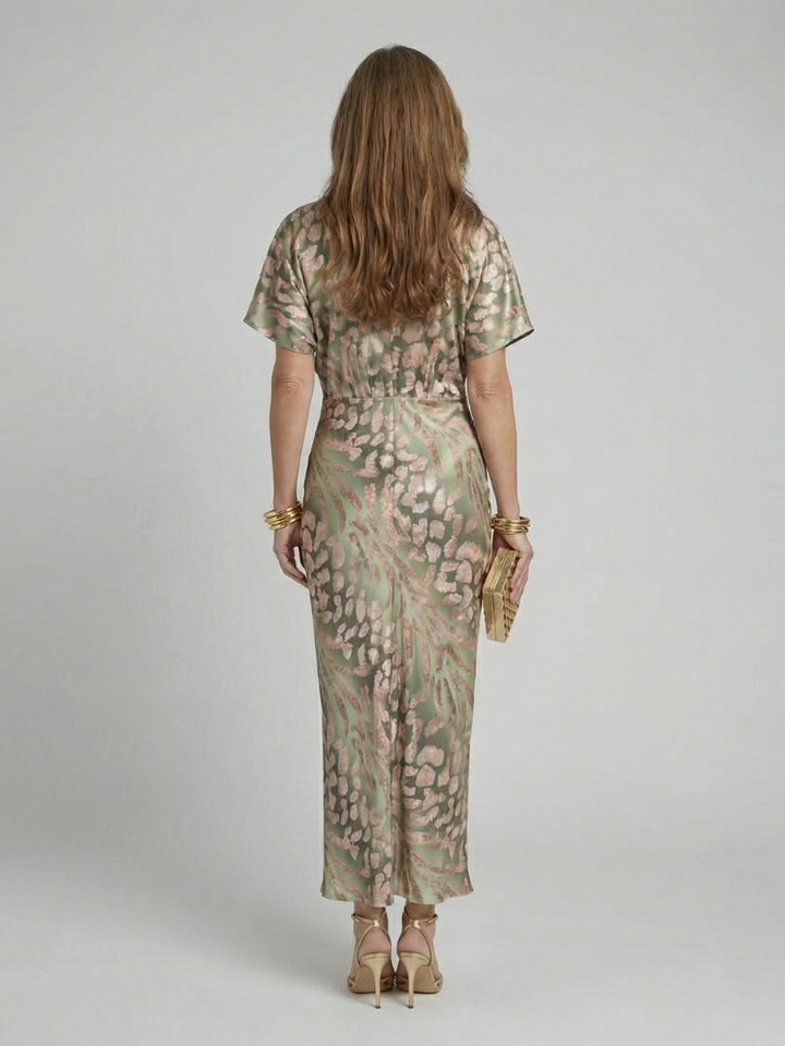 LORRAINE | ABSTRACT NECK MIDI DRESS FOR WOMEN