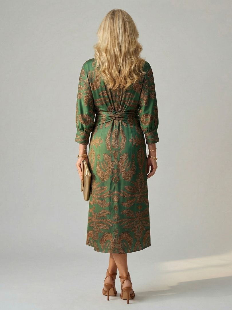 LUNE | NATURAL WRAP MIDI DRESS FOR WOMEN