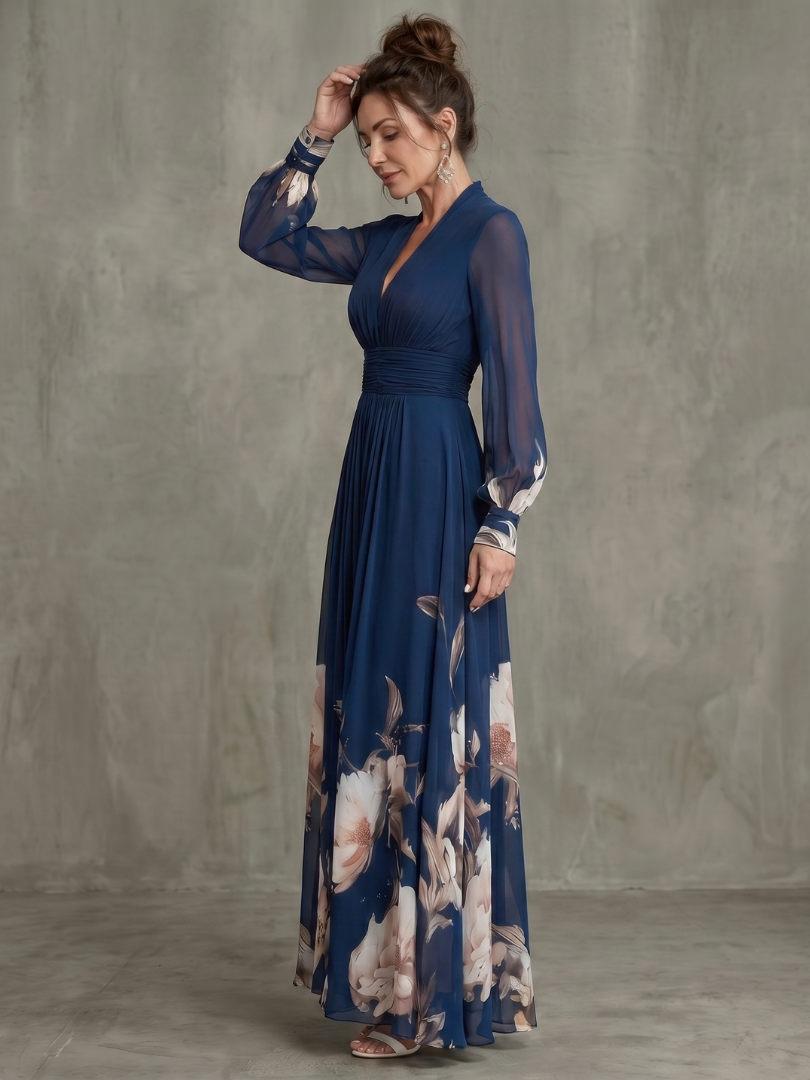 ZIVA | PLEATED SHEER MAXI DRESS FOR WOMEN