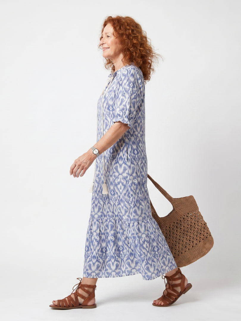 OTTOLINE | TASSEL NECK MIDI DRESS FOR WOMEN